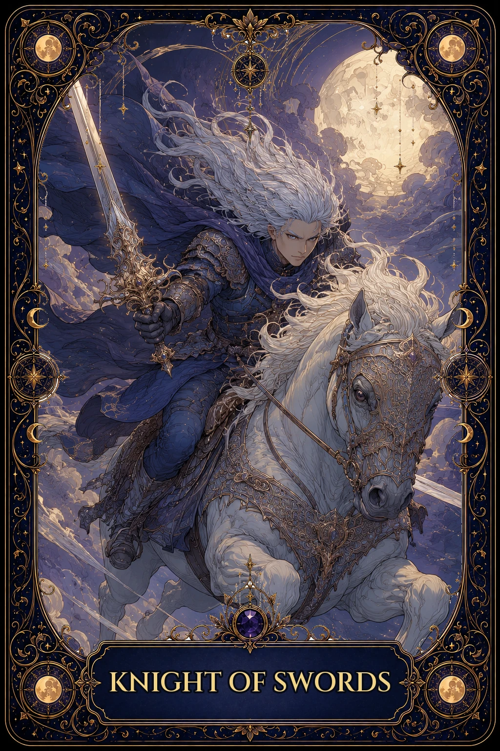Knight of Swords tarot card artwork