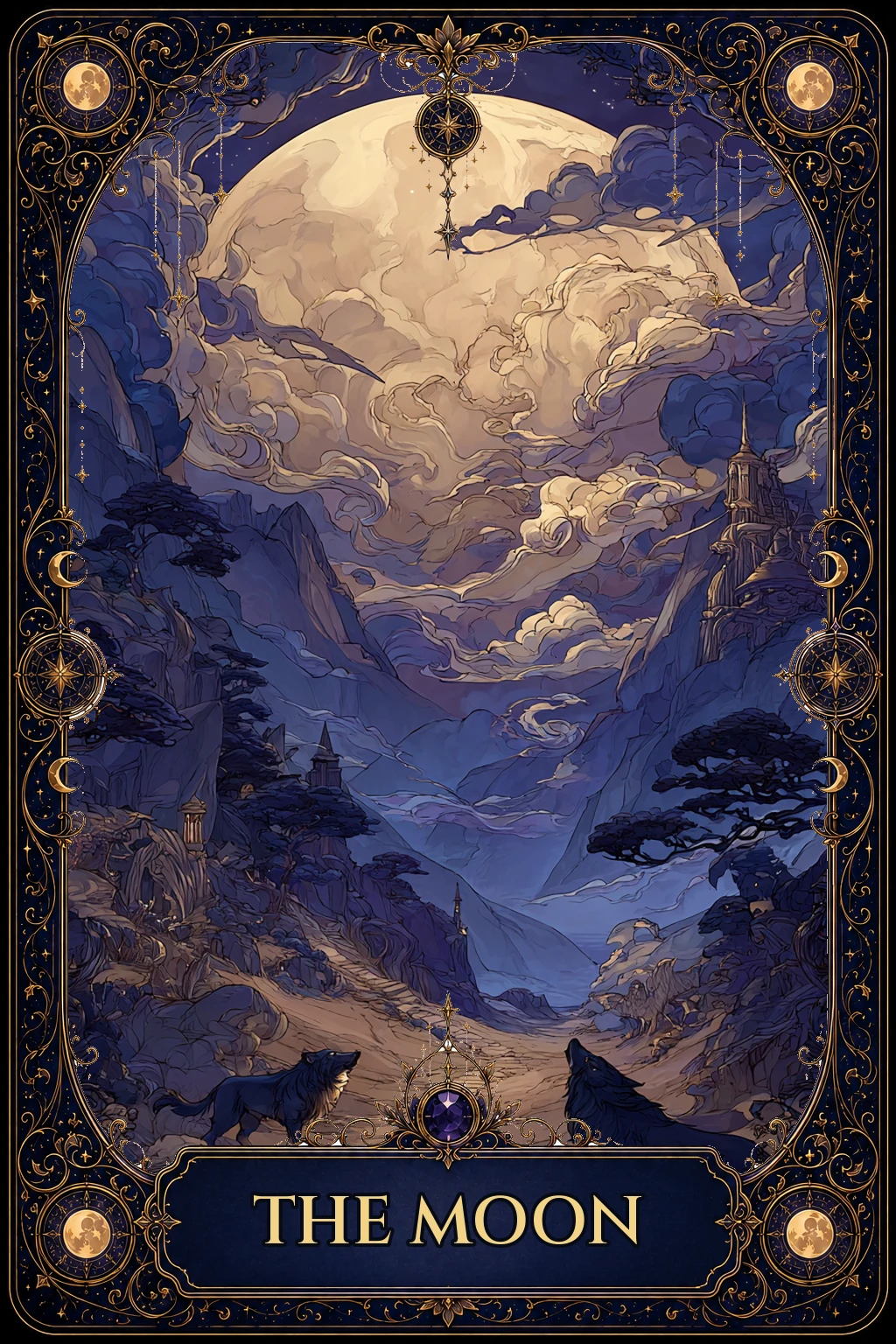 The Moon tarot card artwork
