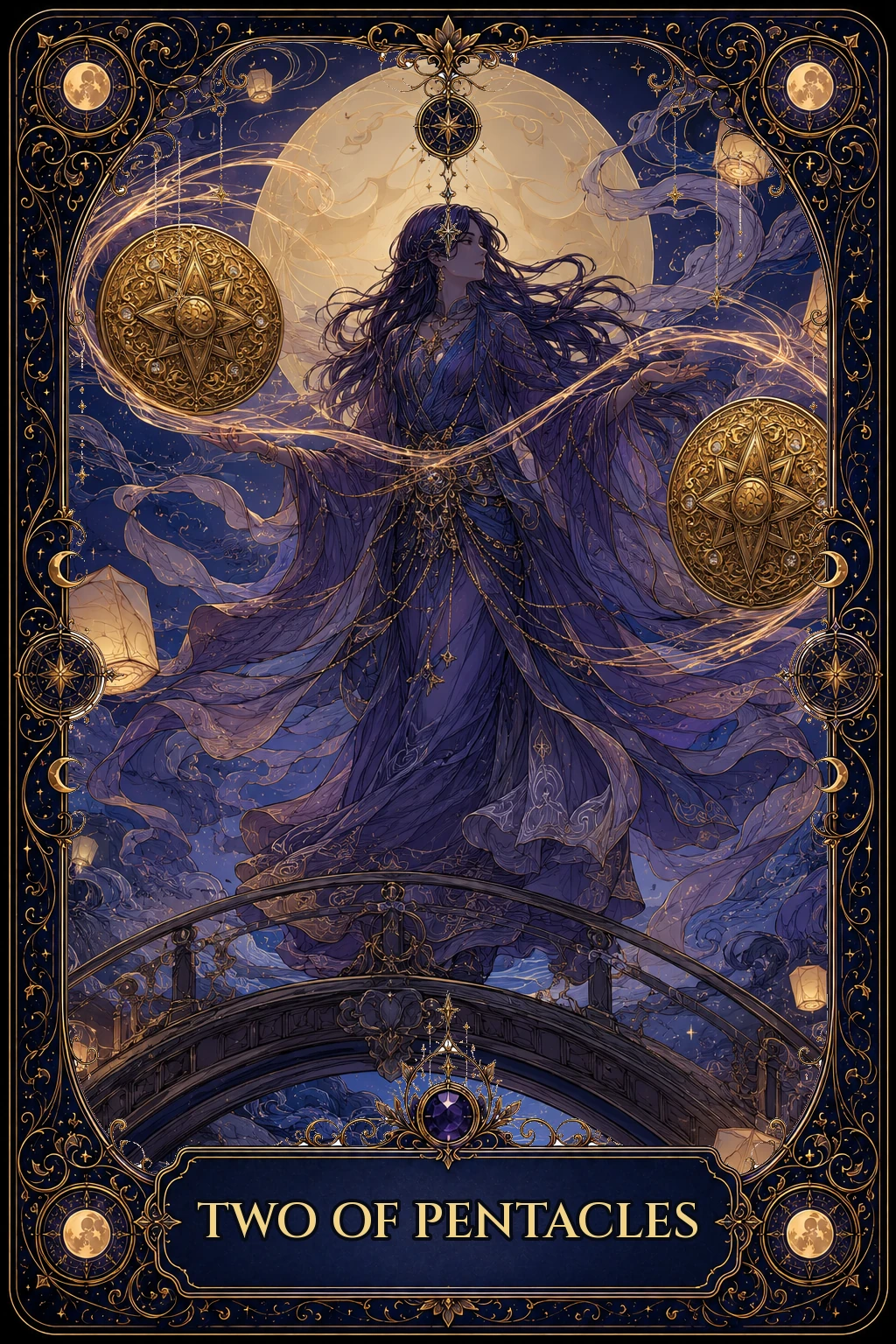 Two of Pentacles tarot card artwork