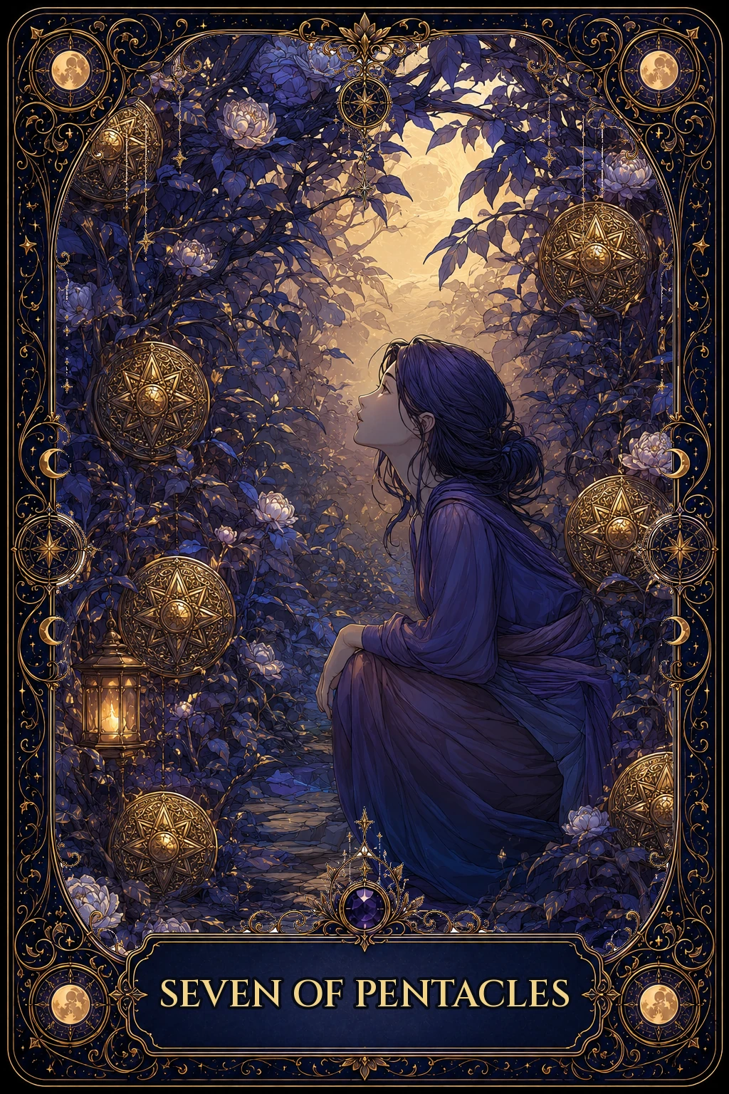 Seven of Pentacles tarot card artwork