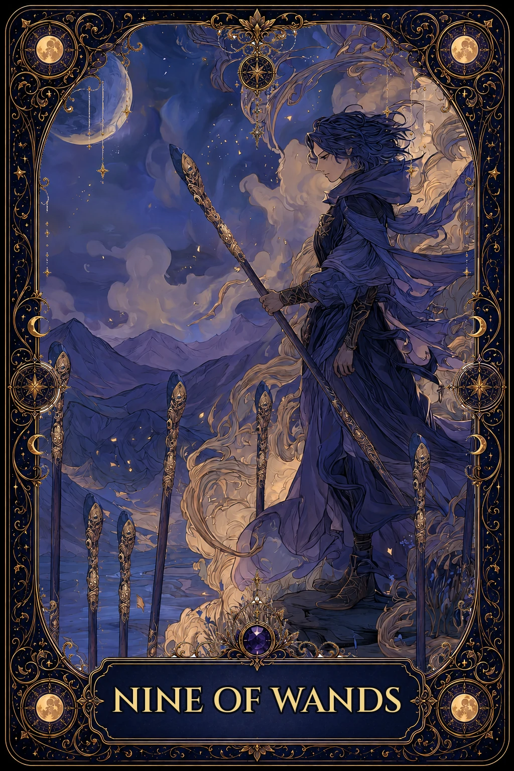 Nine of Wands tarot card artwork